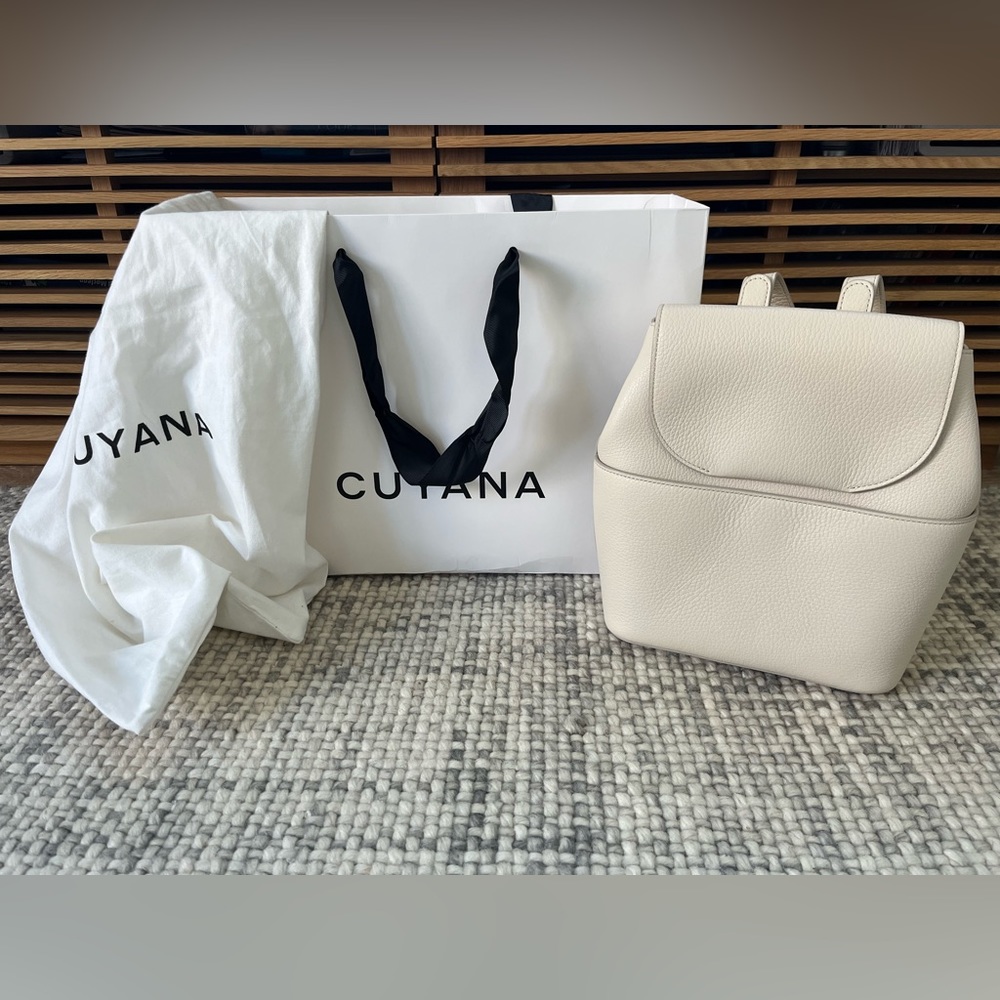 Cuyana Mini Leather Backpack in Stone, like new